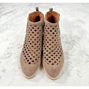 Jeffrey Campbell Taggart Suede Cutout Ankle Booties Taupe Womens 9 Boho